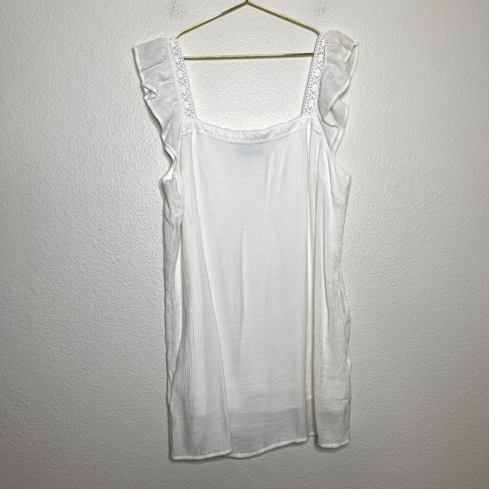 Lulus Mini Dress Size XL Shift Gauze White Ruffle Peasant Prairie Summer Spring